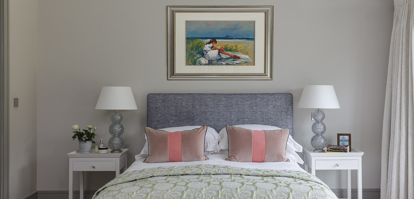 Elegant master bedroom with Vaughan lights in Cobham Surrey