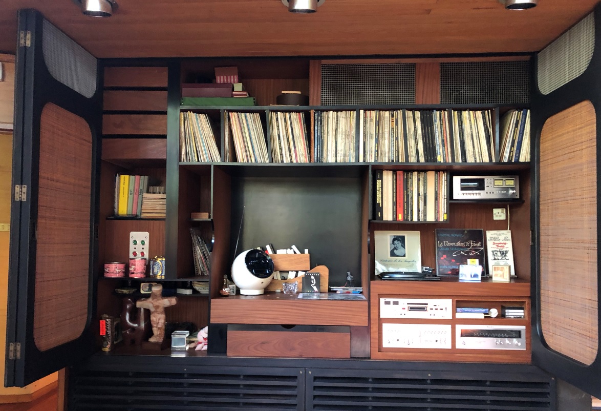 Mid century modern media unit at the Stanley Picker House in Surrey