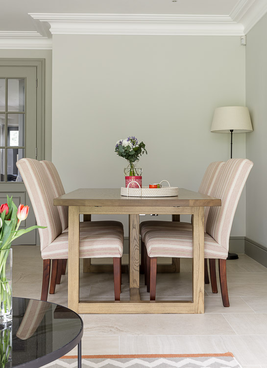 Wimbledon dining room table by I&JL Brown in a modern townhouse in Cobham in Surrey